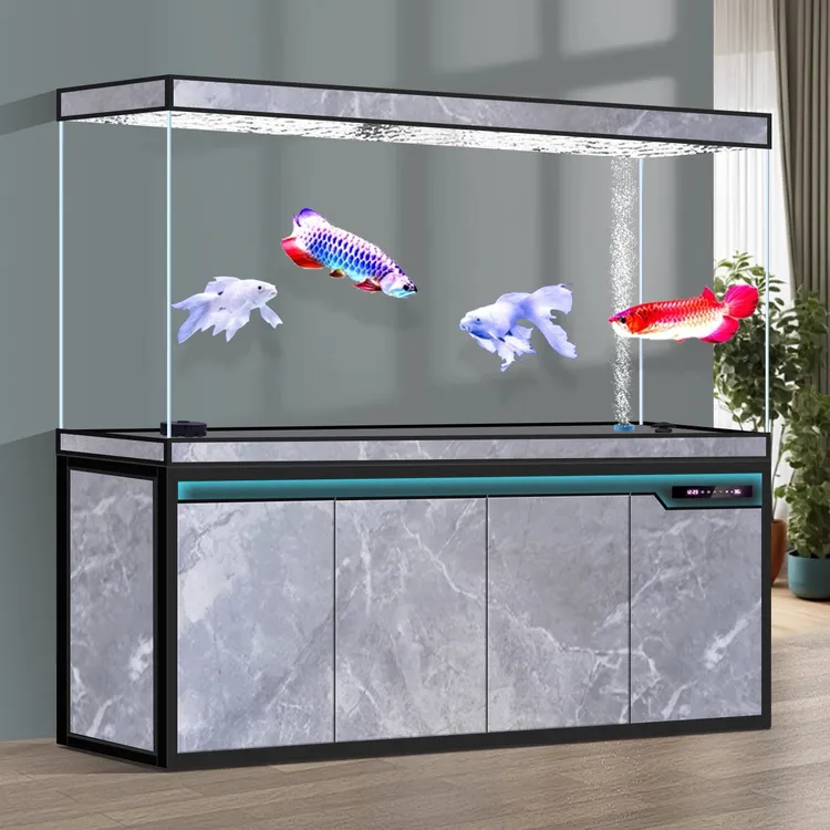 金点尚品新款无管件底部过滤家用超白玻璃免换水落地中大型水族箱