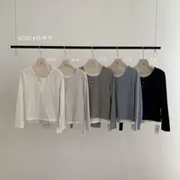 C/62701 韩系简约撞色假两件长袖T恤 9-10