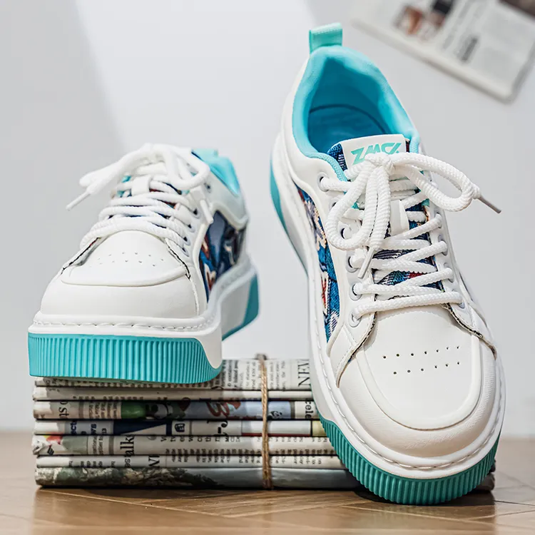 Z SHOE引力轻奢潮鞋新款皮布拼接流行厚底轻便软底洋气男款潮鞋子