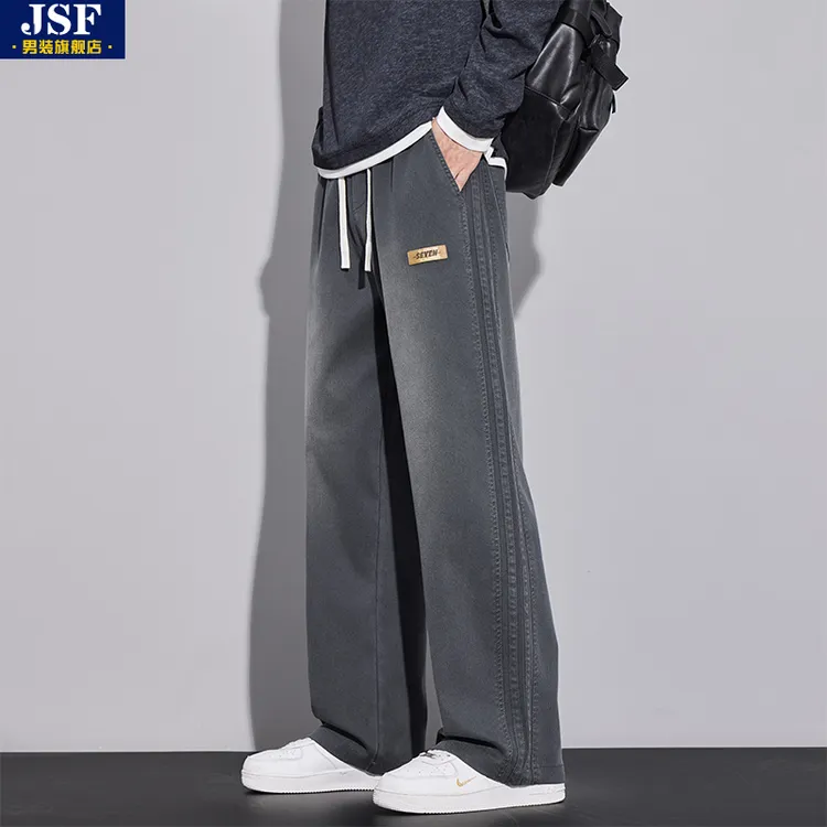 莱赛尔渐变休闲裤男士2025秋季新款美式潮牌运动宽松休闲长裤子男