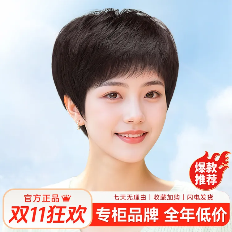 双11狂欢购【明星同款】减龄修饰脸型不易变型全头套中老年假发推荐