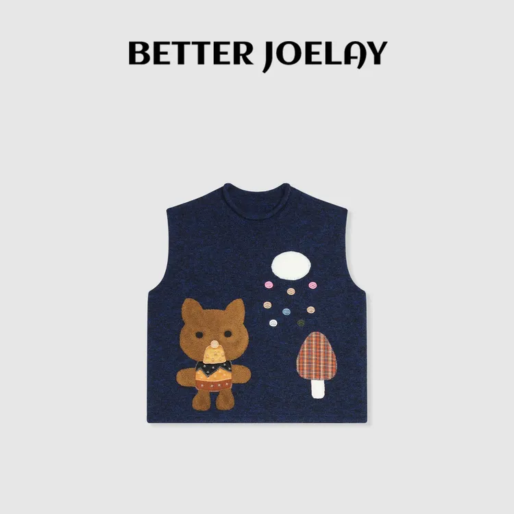 BETTER JOELAY-【森林小熊​】羊毛时尚针织马甲个性慵懒LL6193