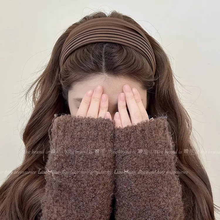 韩系简约咖宽边发卡发箍女2025新款高级感发带复古高颅顶头箍发饰