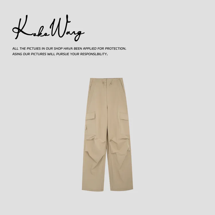 KOKO WANG秋冬工装风抽绳高腰显瘦休闲裤N0695A03K41