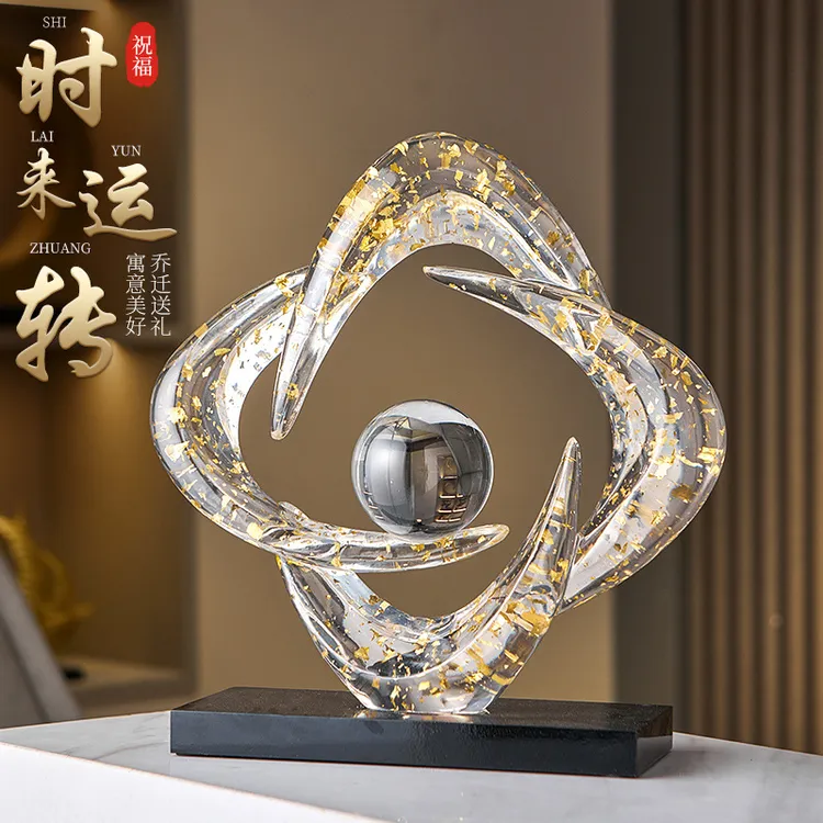 时来运转树脂工艺品新中式高级感客厅玄关家居饰品办公室装饰摆件
