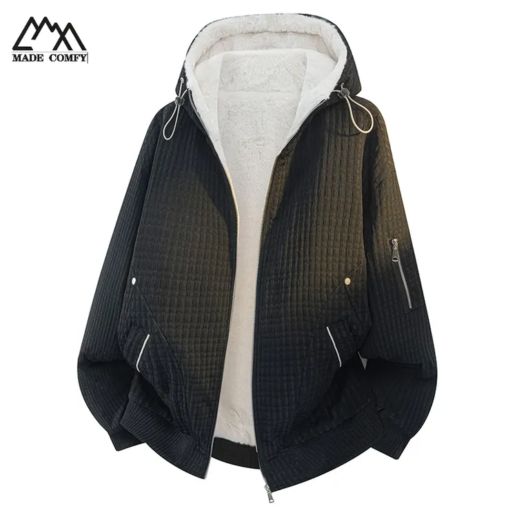 雪花绒座山雕外套男士大码连帽棉衣宽松休闲加绒加厚保暖棉服男款