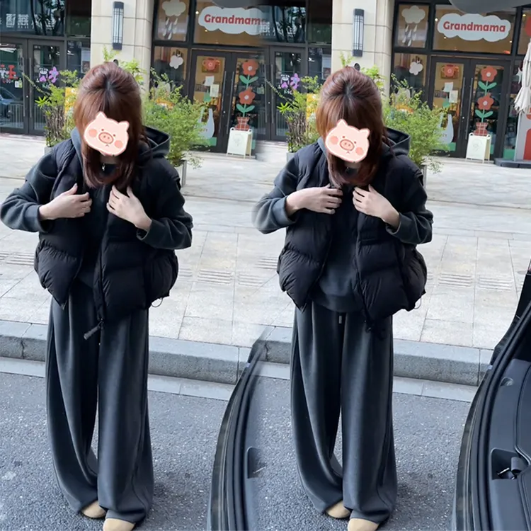 2025年秋季新款穿搭一整套时尚百搭卫衣搭配马甲休闲裤两件套女潮