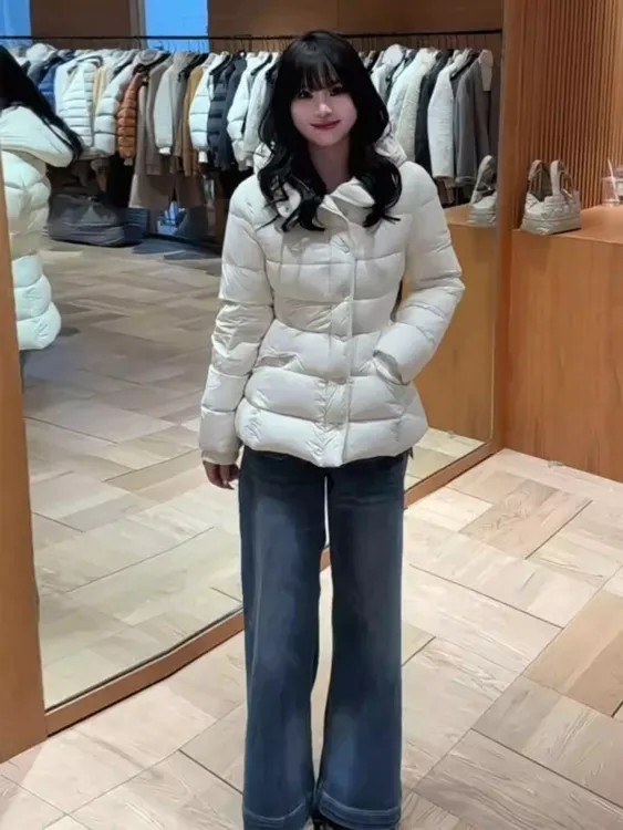 韩版时尚连帽排骨棉衣棉服女冬季2025新款穿搭收腰显瘦保暖外套潮