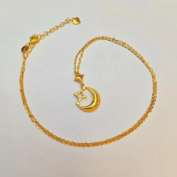 84#足金999 黄金星月项链