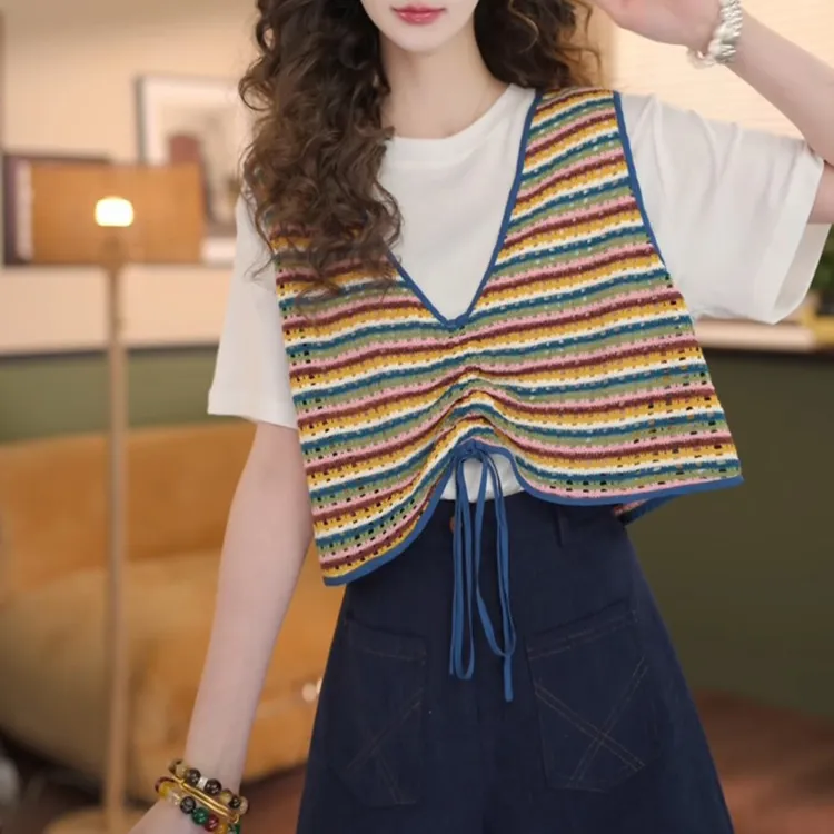 设计感气质休闲T恤2026夏季假两件夏日百搭女显瘦休闲上衣