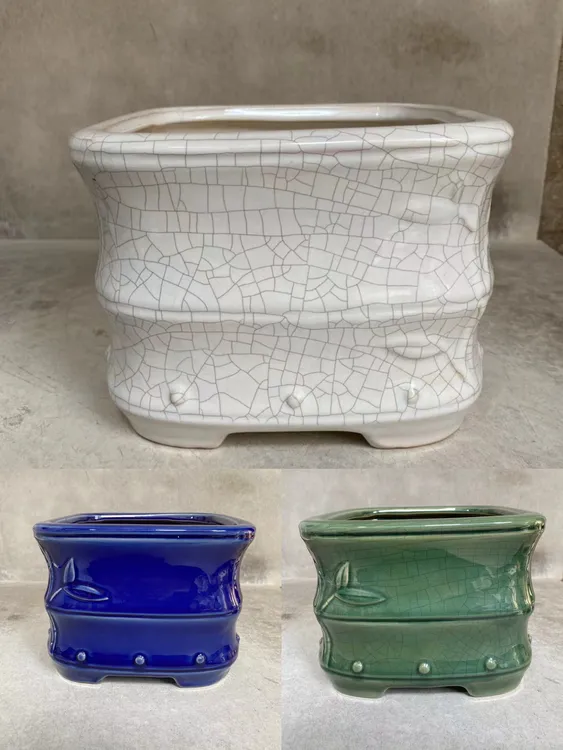 创意冰裂釉盆景花盆多肉菖蒲古典家用简约百搭仿石湾竹节盆景盆