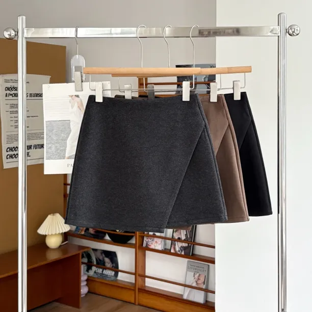 秋冬毛呢显瘦高腰半身裙多巴胺显瘦短裙秋季防走光包臀裙气质短裙