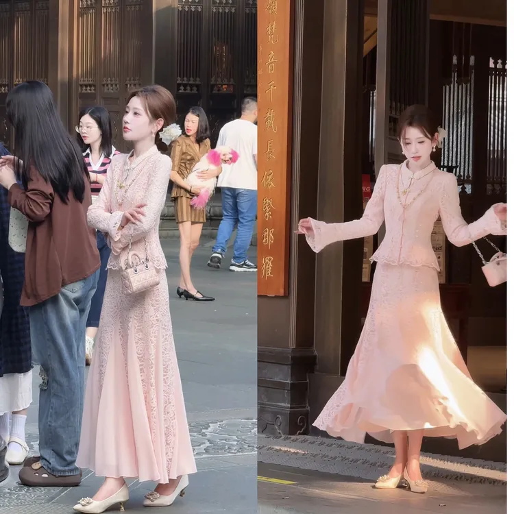 【婷婷】《霓裳羽衣》插片鱼尾 显瘦掐腰蕾丝套装 TT2SQTH2267