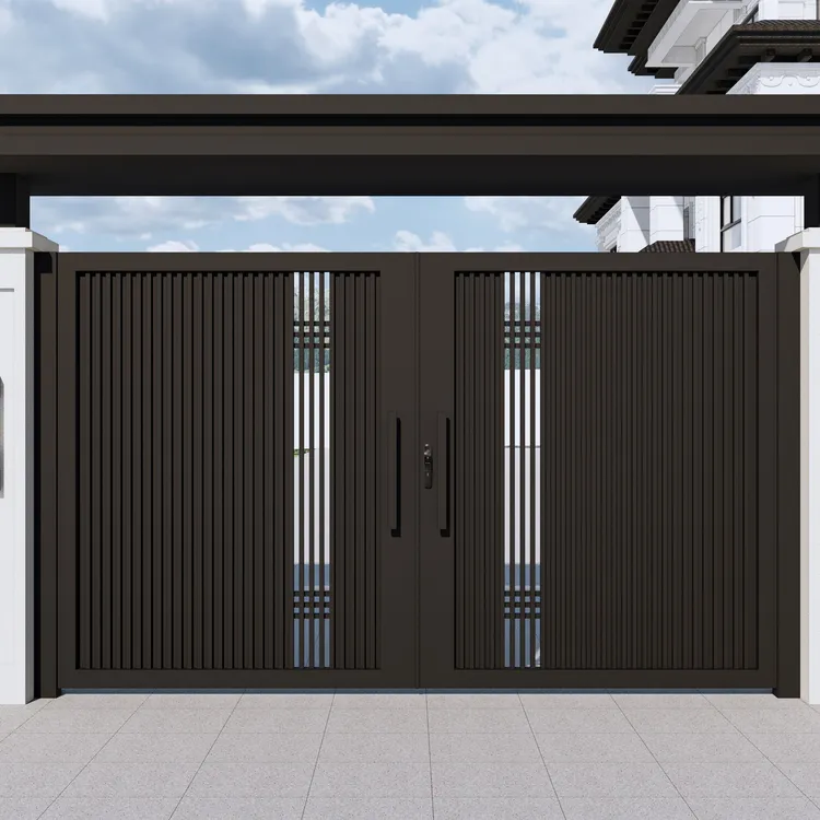 新中式简约铝合金别墅大门庭院门农村自建房大门铝合金官帽门楼