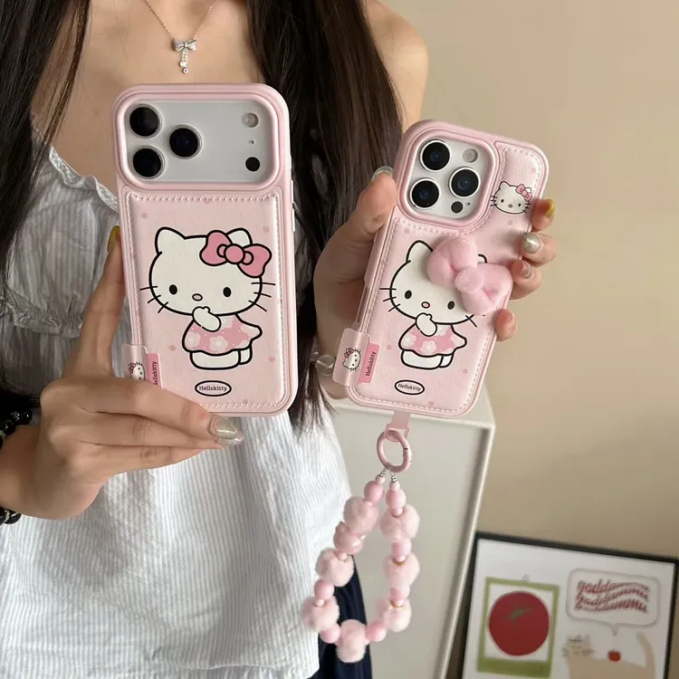 少女粉蝴蝶结猫咪可爱风适用苹果17pro手机壳16/15/14/13/promax