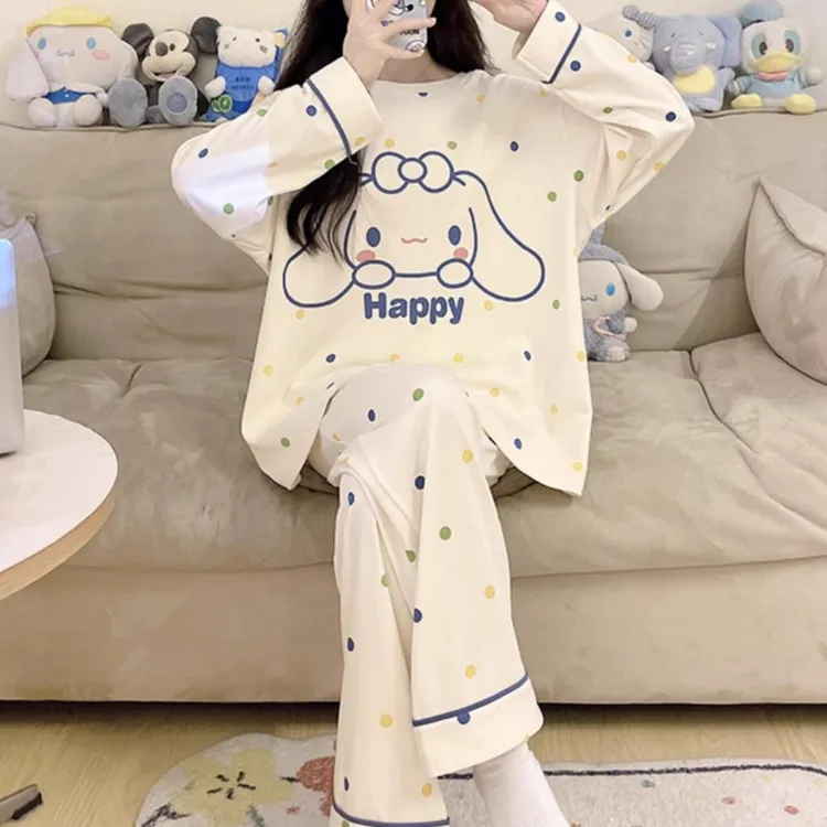 秋季纯棉女士睡衣长袖学生春秋款加大码胖mm少女款2025新款家居服