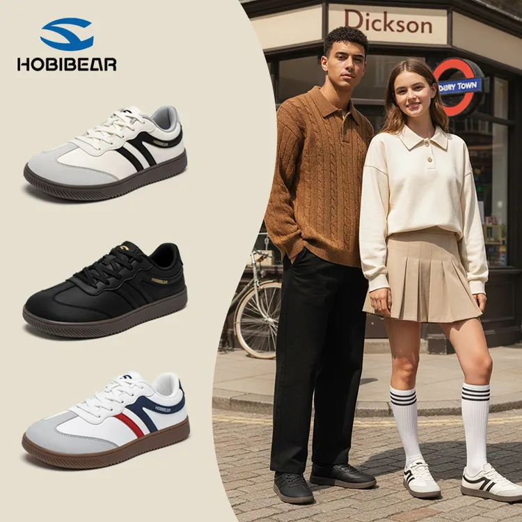 HOBIBEAR宽楦男鞋秋冬季加绒保暖皮面时尚休闲鞋宽头厚底运动鞋