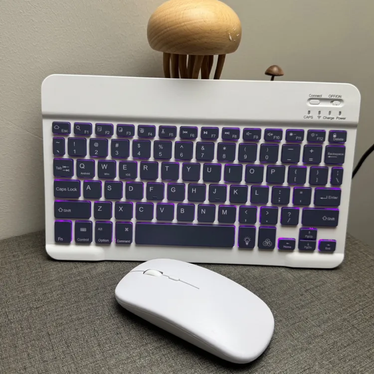 蓝牙键盘鼠标套装适用手机平板外接发光无线键盘便携超薄通用充电