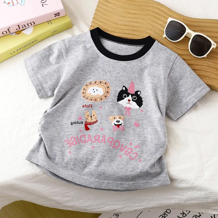 100%纯棉A类童装夏季短袖修身版T恤韩版女童洋气女宝中小童上衣