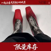 獨家限量发售！国内嵿级审美设计！隐秘而野性！鳄鱼纹方头高跟鞋