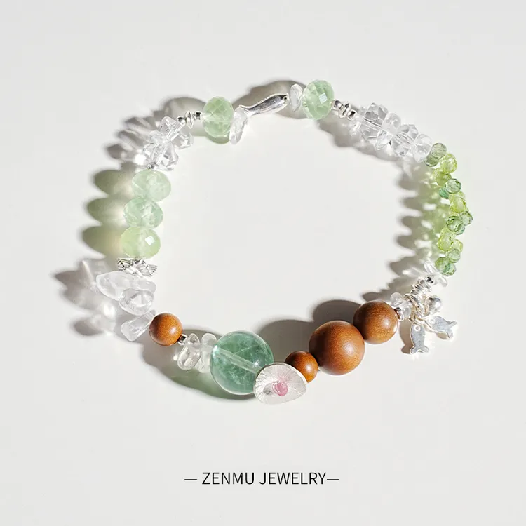 925银手链 原创【芙芙清风】荷花荷叶银鱼小众设计S925银手串