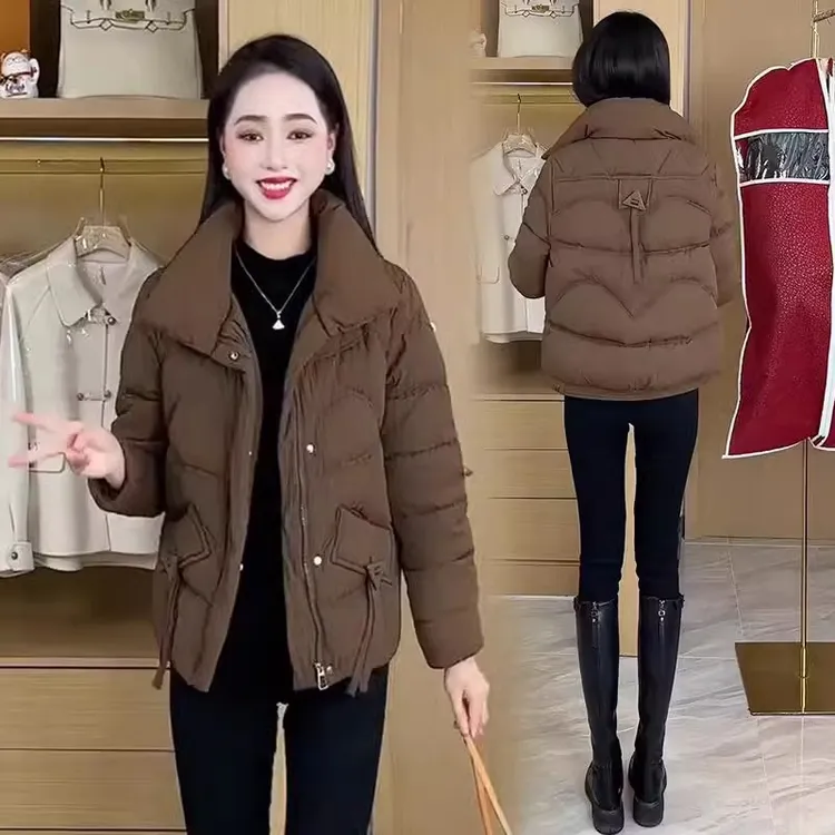 新款女士棉服冬季新款洋气显瘦小个子外出小棉袄外套中老年女装