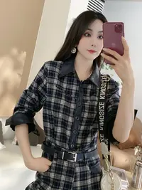 帅气方格拼皮连体裤3970常规版4540 加长版