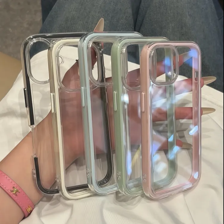 雅天立简约ins风透色壳适用iPhone16苹果15手机壳12promax新14/13