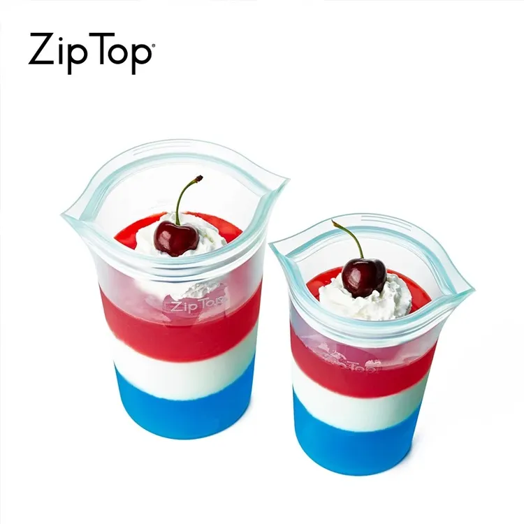 美国ziptop硅胶杯咖啡杯便携随手杯食品级保鲜袋水果分装袋车载杯