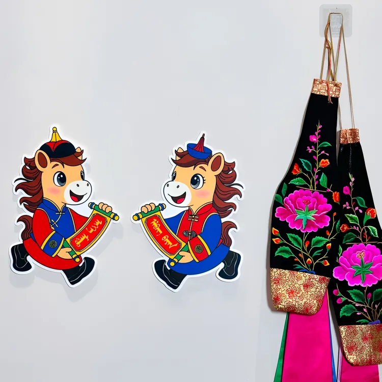 吉祥马2026马年吉祥马对贴新年氛围装饰蒙古元素