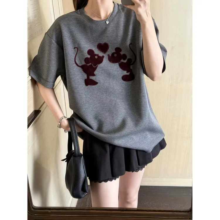 KIKI严选：15001-S.one家南油欧货卡通洋气百搭通勤短袖T恤