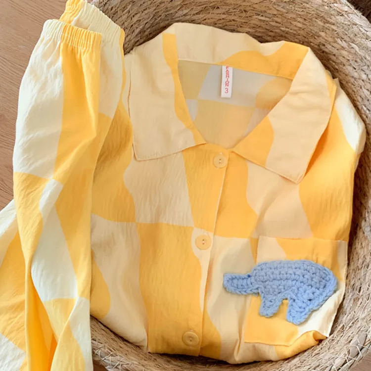 衬衫领青年女短裤睡衣家居服套装家居服洋气甜辣风休闲外穿家居服