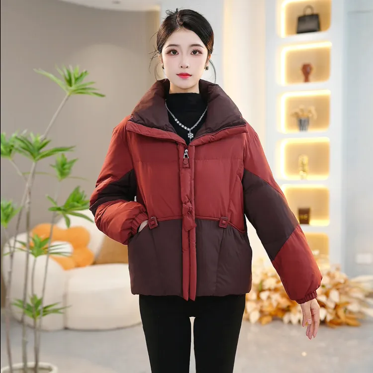 韩版冬季拼接宽松休闲新款时尚洋气加厚短款显瘦羽绒服SJYF3680