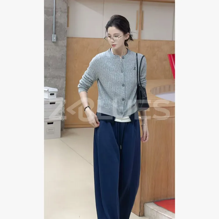 Z.blues【拉夫绞花】下摆可拆 软糯刺绣山羊绒针织开衫YZPSR5077