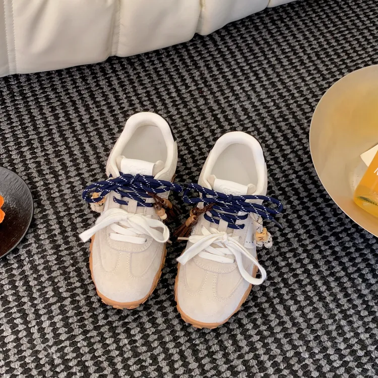 厚底德训鞋女2025秋新款内增高真皮休闲运动鞋复古透气软底阿甘鞋