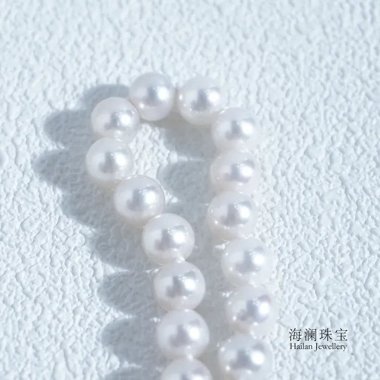 极光珍珠项链7~8mm正圆日常佩戴项链气质百搭法式节打结素款