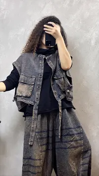秋季新款洋气个性大口袋吊带马甲
