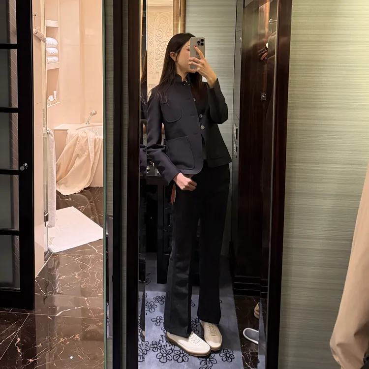 ROMI STUDIO“东方美学”羊毛桑蚕丝混纺气质立领西装 RWCAWW3708