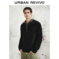 【HOT】UR2025冬季新款男装简约气质半拉链针织衫UMM950015