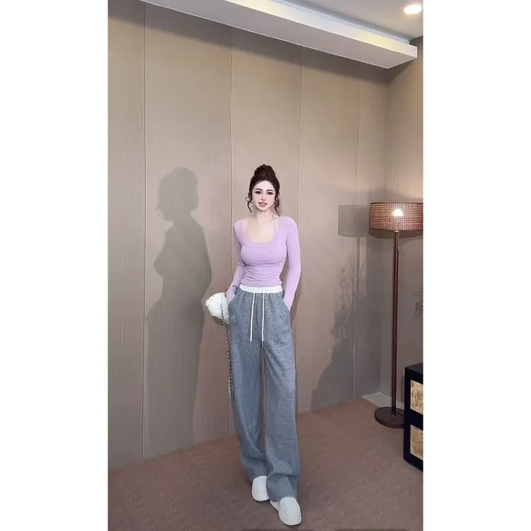 DACPAN-“香香家”拼接腰头双面羊绒直筒裤  2025/盼·PP 086994