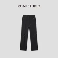 ROMI STUDIO“自我轮廓”桑蚕丝羊毛黑色优雅直筒西裤 RWCRXW3706