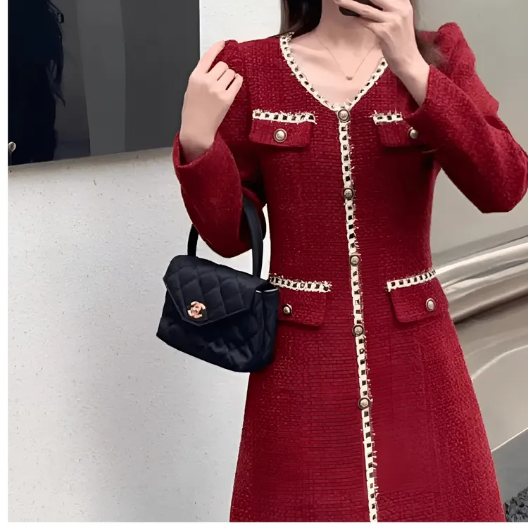 A111百搭显瘦高级优雅大码舒适长款春秋连衣裙