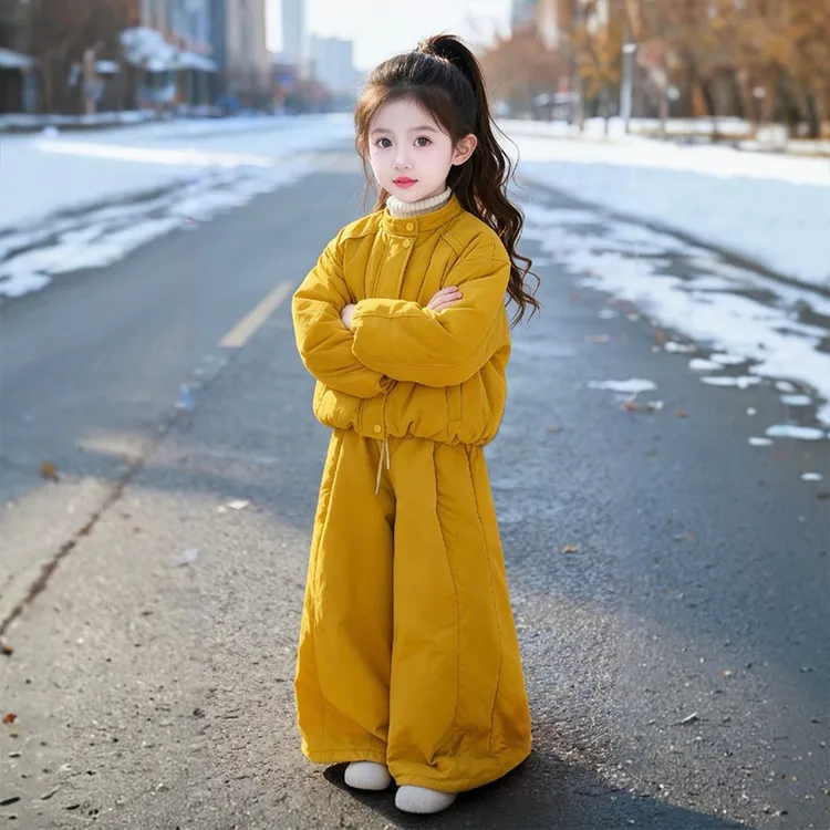 女童棉服套装冬季2025新款儿童夹棉加厚外套中大童冬装休闲两件套