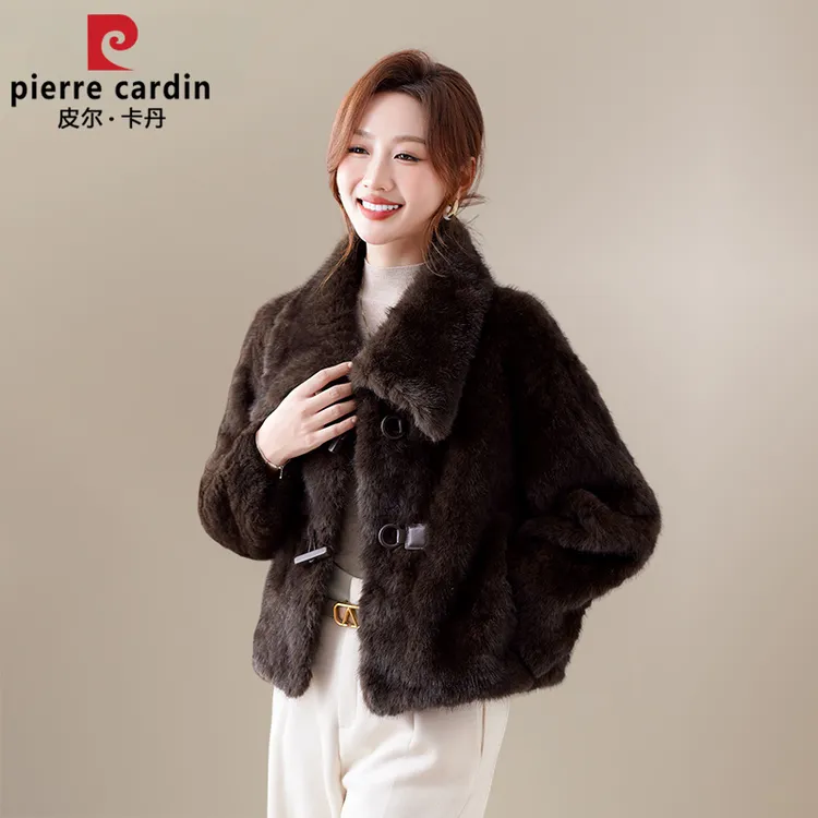皮尔卡丹皮毛一体外套女冬季2025新款爆款仿水貂绒短款名媛毛绒衣