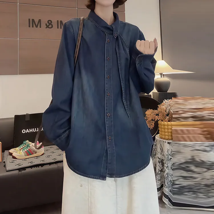 2025秋冬复古做旧小众设计感牛仔外套女减龄别致潮流短外套上衣