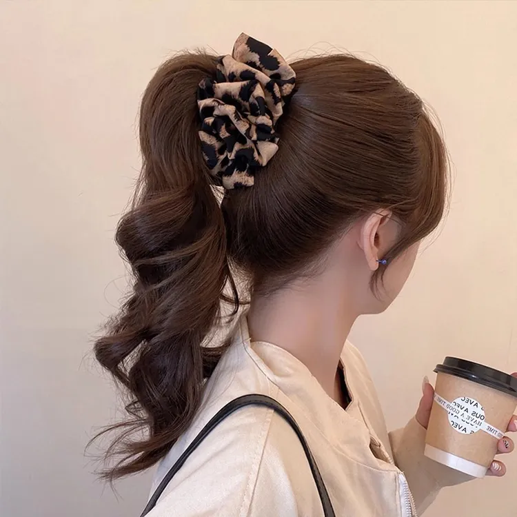 新款少女~韩系香蕉夹豹纹泡泡云朵森系扭扭夹发饰减龄高马尾气质