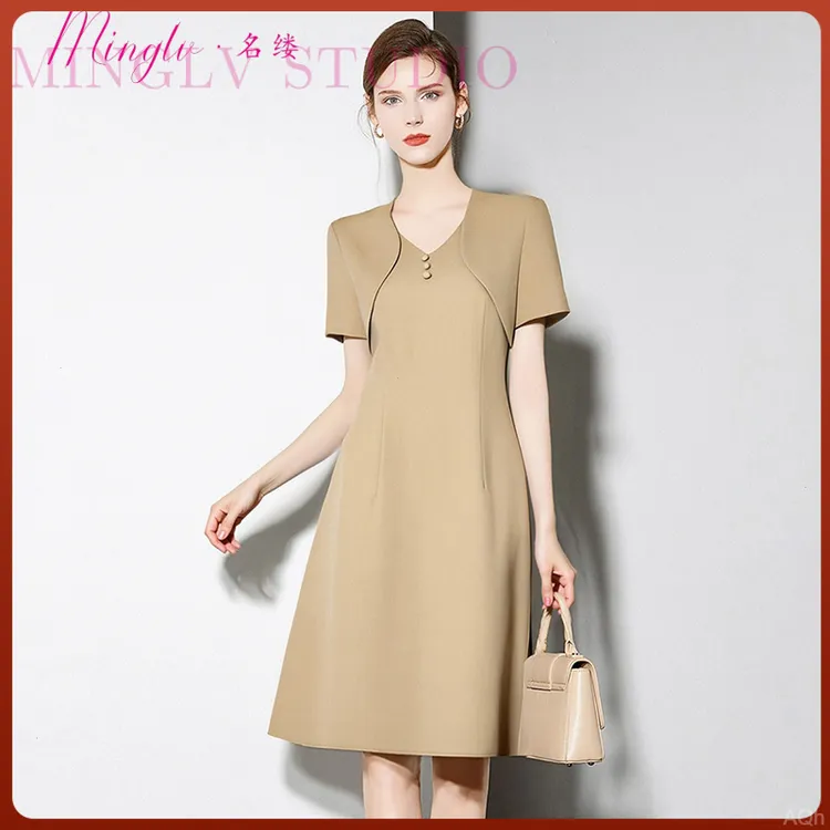 中长裙高级名缕女装连衣裙时尚气质新款夏女2025纯色设计感