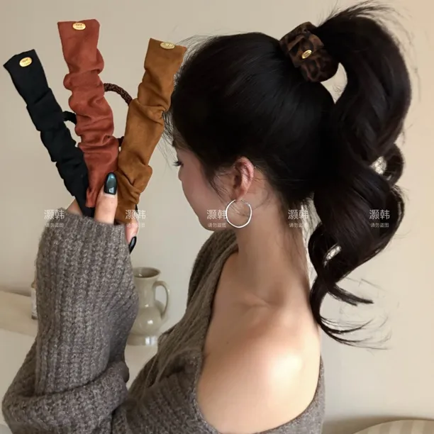 发圈式啪啪圈～懒人高马尾啪啪圈复古磨毛固定不塌神器显发量发绳