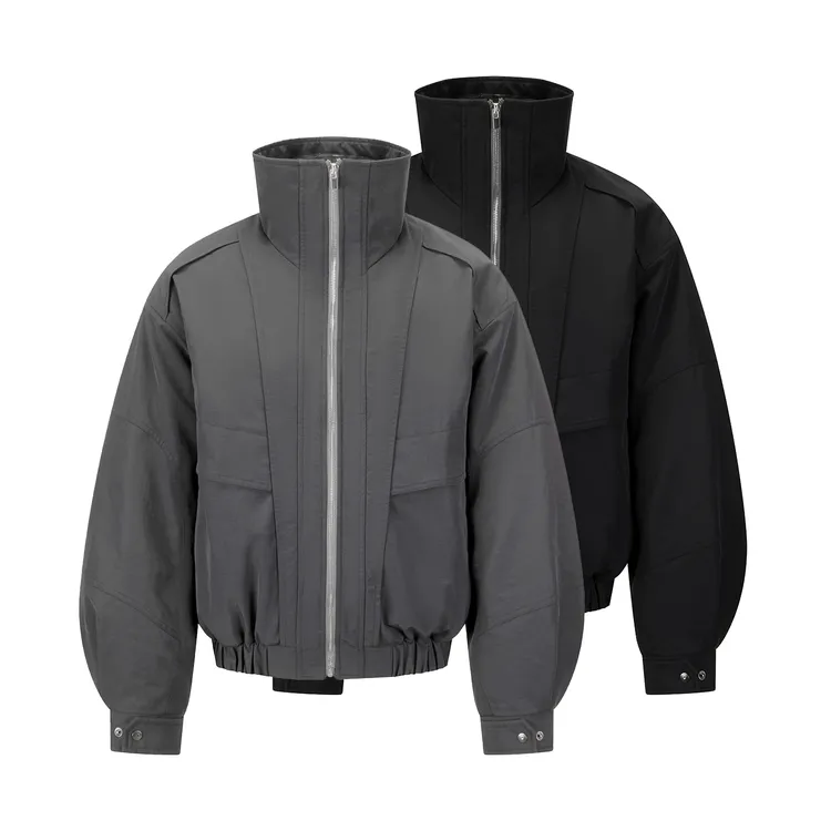 ANYWEARSTU 廓形防泼水硬壳力量立领过冬夹克男线条解构棉服外套