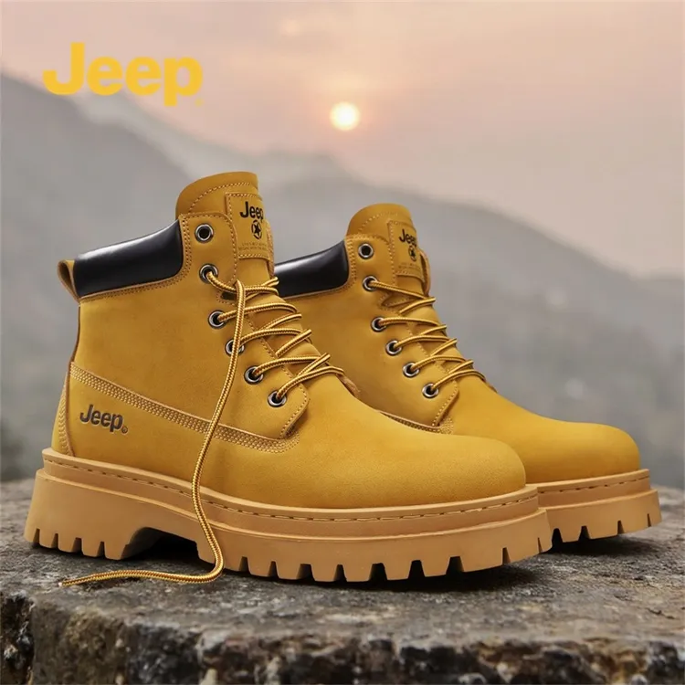 JEEP/吉普秋季男士高帮鞋英伦风真皮靴子中帮休闲鞋马丁靴男鞋